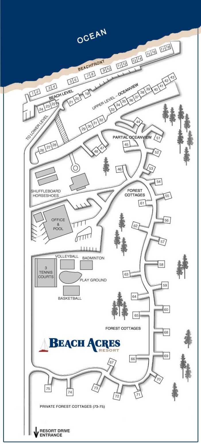 Beach Acres Resort map on Rathtrevor Beach